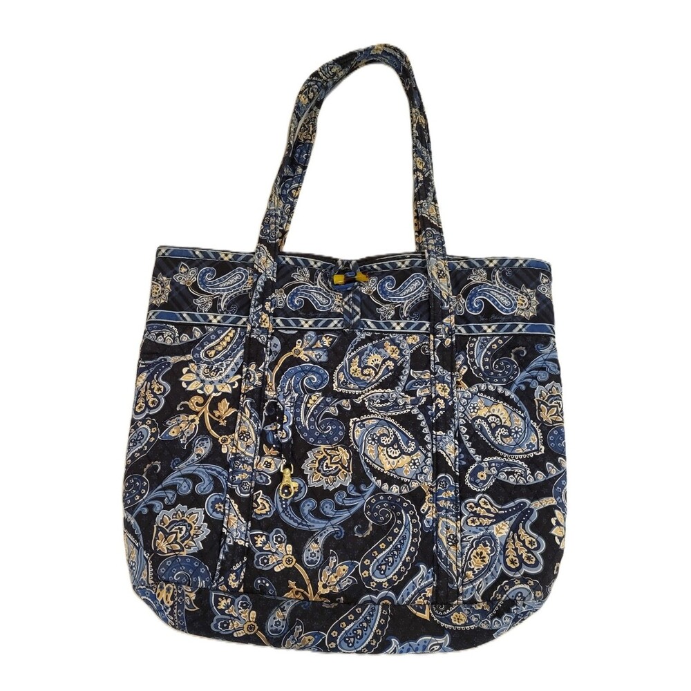 Vera Bradley Canterberry Cobalt Large Tote Bag Paisley Quilted Retired